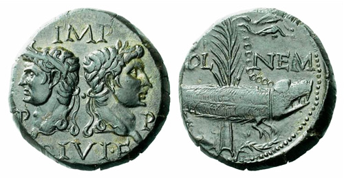 augustus and agrippa roman coin as